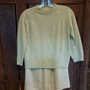 Vintage 60's Sweater & Skirt Set. Sage Green